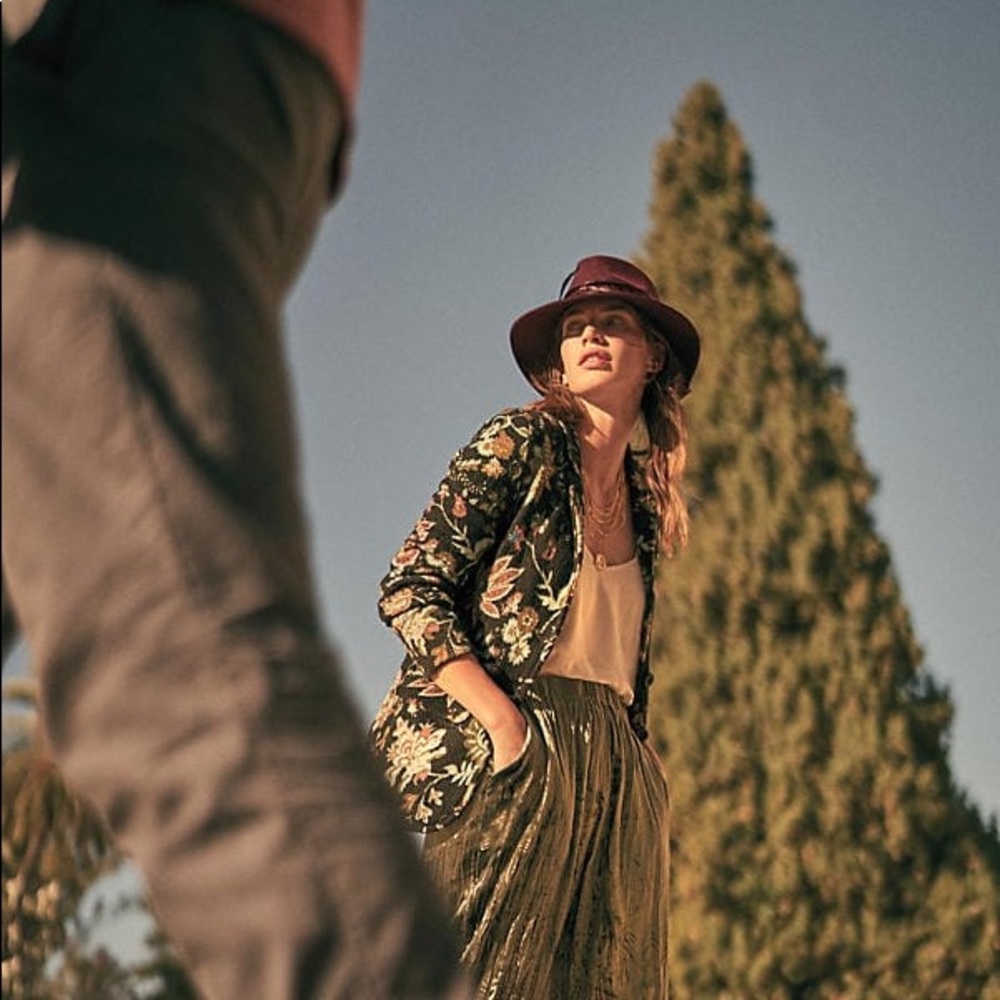 Anthropologie Floral Intarsia Blazer